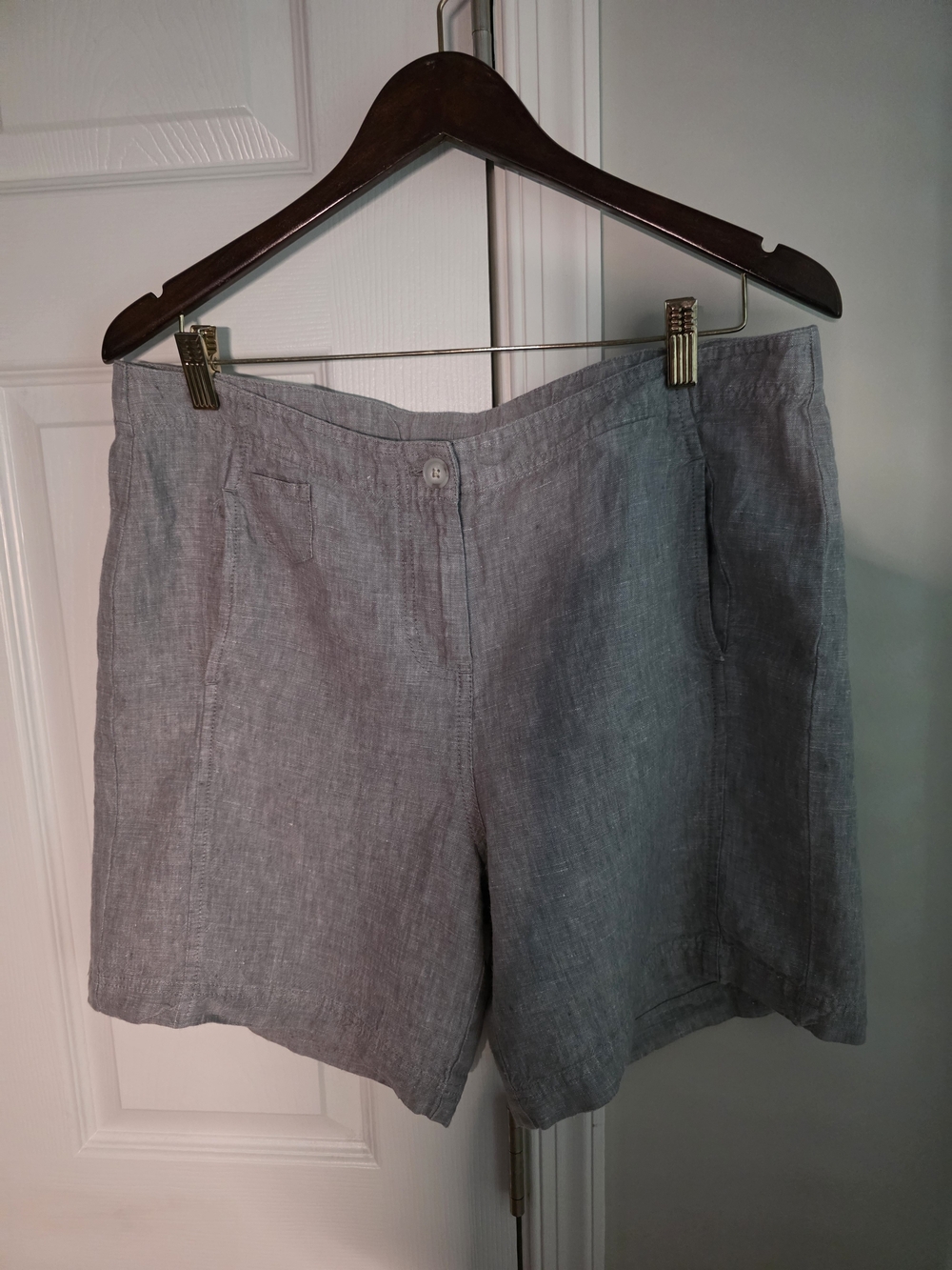 J. Jill Light Gray High-Waist Linen Bermuda Shorts